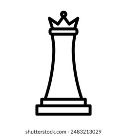 Chess queen icon linear logo mark in black and white