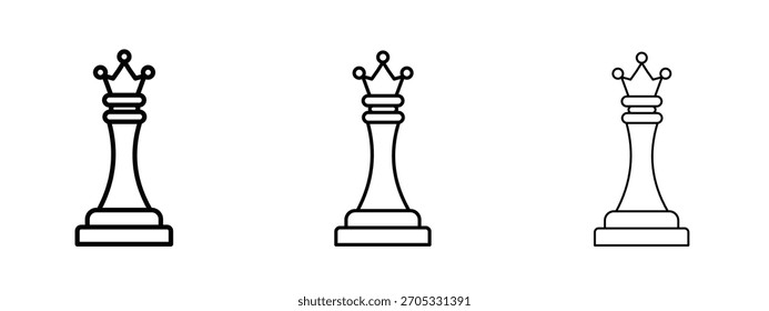 Chess queen icon linear style sign for mobile concept and web design.