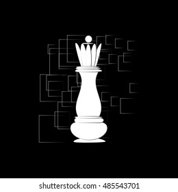 Chess Queen Icon on an abstract background. Vector illustration