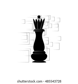 Chess Queen Icon on an abstract background. Vector illustration
