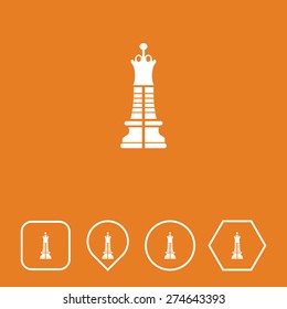 CHESS QUEEN Icon on Flat UI Colors with Different Shapes. Eps-10.