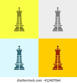 Chess Queen Icon on Four Different Backgrounds. Eps-10.