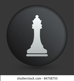 Chess Queen Icon on Round Black Button Collection Original Illustration