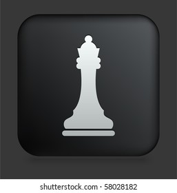 Chess Queen Icon on Square Black Internet Button Original Illustration