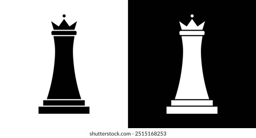 Chess queen icon Outline sign symbol set