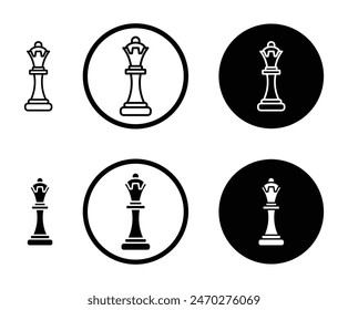 Chess queen icon set. chess crown piece vector icon. chess game sign. Business strategy vector icon suitable for apps and websites UI designs.