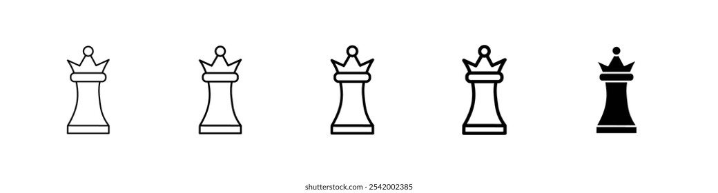 chess queen icon Simple outline illustration