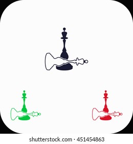 Chess queen Illustration set. Blue, green, red icon.