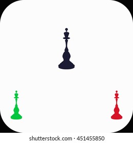 Chess queen Illustration set. Blue, green, red icon.