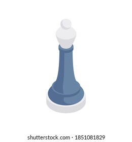 Chess queen isometric icon. One of main figures ancient strategy game. Competition in thinking and winning performance. Professional creative conflict of powerful intellects vector illustration.