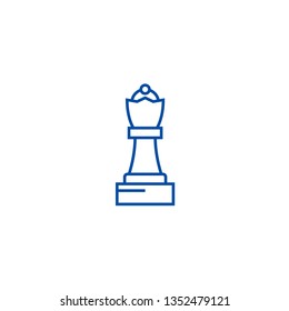 Chess queen line icon concept. Chess queen flat  vector symbol, sign, outline illustration.