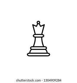 Chess Queen Line Icon In Flat Style Vector For Apps, UI, Websites. Black Icon Vector Illustration.