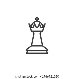 Chess queen line icon. linear style sign for mobile concept and web design. Chess piece outline vector icon. Symbol, logo illustration. Vector graphics