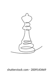 Chess queen one line art. Continuous line drawing of Chess Pieces.