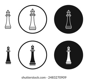 Chess queen outlined icon vector collection.