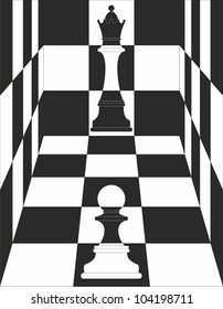 "Chess, Queen and pawn"