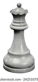 chess queen piece isolated on white background retro black white grunge halftone dotted texture chessman collage element for trendy mixed media design