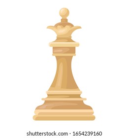 Chess Queen Piece Isolated Vector Illustration.