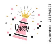 Chess Queen piece vector illustration. Winning concept print.
