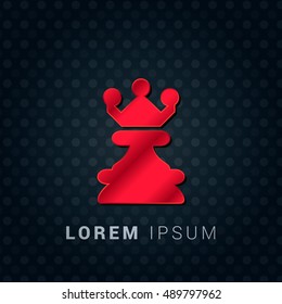 Chess Queen Red chromium precious metallic 3D Icon / Logo Design