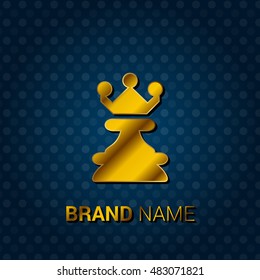 Chess Queen Royal Golden & Blue Metallic Premium Corporate Logo / Icon