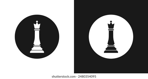 Chess queen sign vector, black and white color