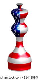 chess queen with USA flag texture isolated on white background