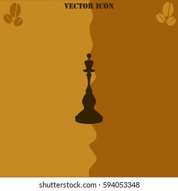 Chess queen vector  icon Coffee symbol background.
