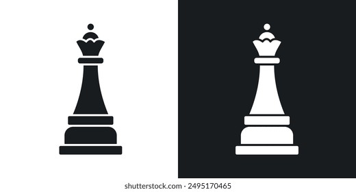 Chess queen vector icon set in solid style.