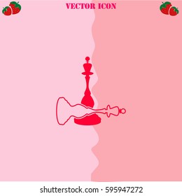 Chess queen vector  icon. Strawberry Background.