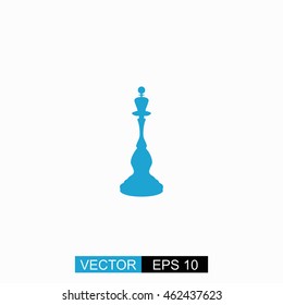 Chess queen vector. Isolated blue icon on white background.
