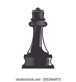 Chess Queen vector line art illustration.