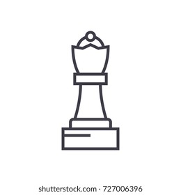 chess queen vector line icon, sign, illustration on background, editable strokes