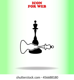 Chess queen web icon. Black illustration on white background