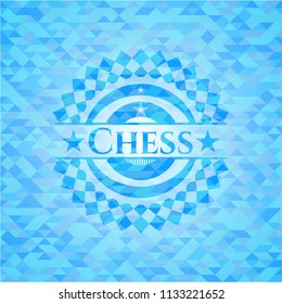 Chess realistic sky blue mosaic emblem