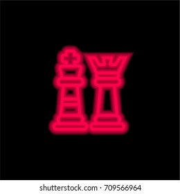 Chess red glowing neon ui ux icon. Glowing sign logo vector