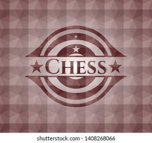 Chess red seamless emblem with geometric pattern.
