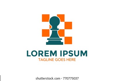 chess related logo. vector illustration. editable