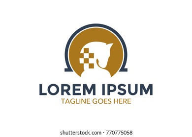 chess related logo. vector illustration. editable