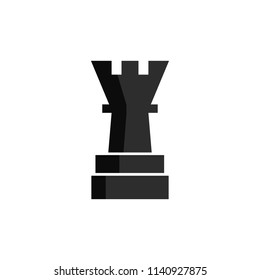 Chess rook black icon. Vector illustration