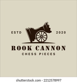 chess rook cannon creative logo vector vintage illustration template icon graphic design. sport strategy sign or symbol for competition or tournament