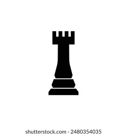 Chess rook icon. Black icon vector.