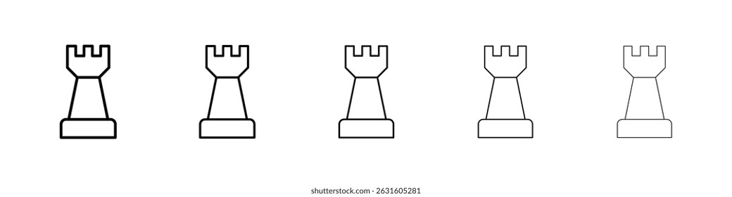Chess rook icon in black. Vector illustration for graphic design