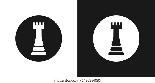 Chess rook icon design. Black and white icon vector.