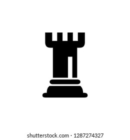 Chess Rook Icon In Flat Style Vector For Apps, UI, Websites. Black Icon Vector Illustration.