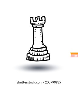 chess  rook icon, Hand drawn vector illustration.