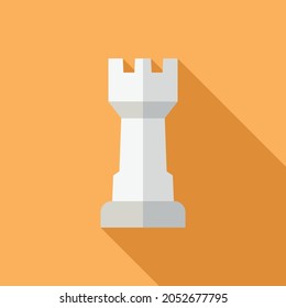 Chess Rook Icon With Long Shadow Design