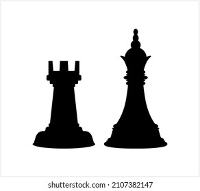 Chess rook icon Chess queen figure piece. Tournament game. Vector stock illustration. EPS 10