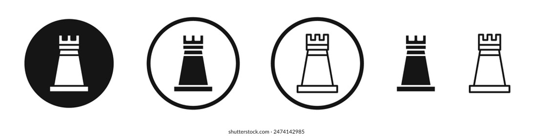 Chess Rook Icon Set. Chess Tower Piece Vector Symbol.