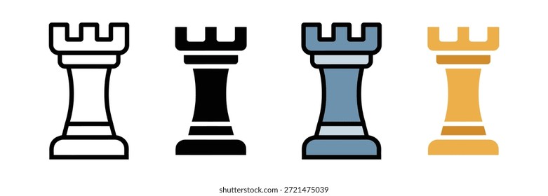 conjunto de ícones da torre de xadrez. ilustração vetorial